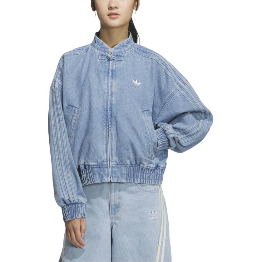 adidas Originals Year Of The Snake Limited Edition Logo Casual Comfortable Free Fit Long Sleeve Denim Jacket Women Jacket Light-Denim-Blue JZ9924
