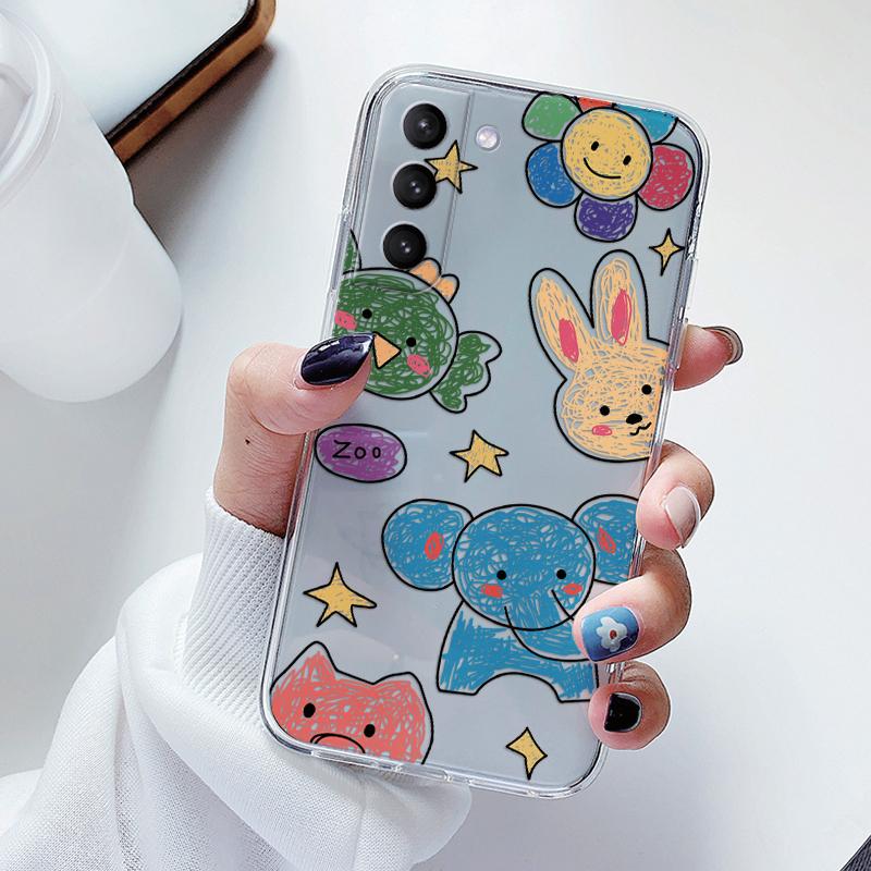 Case For Samsung Galaxy S23 S 23 Plus S23 Ultra S26 + Phone Cover Soft Shockproof Bumper Silicone Fundas Coque Cute Paint Clear