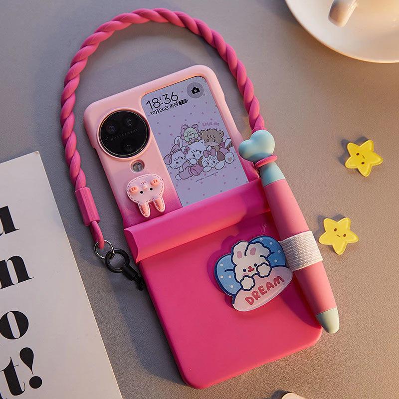 Милый чехол-книжка для Oppo find n2 flip funda para Oppo find n3 flip Чехол со стилусом и шнурком