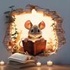 1pc Reading Mice PVC Wall Decal, Heartwarming  Animal Pattern Self-Adhesive Removable Waterproof Vinyl  Wall Sticker.