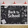 Welcome Back To School Backdrop Blackboard Chalk Figure Scene Children Graduation Party Decoration Background Photography Props
