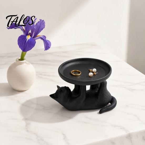Talos 3D-печатный поднос-лежанка для кошки, милый держатель для колец и органайзер для сережек на туалетный столик, декоративная кошачья шкатулка для браслетов