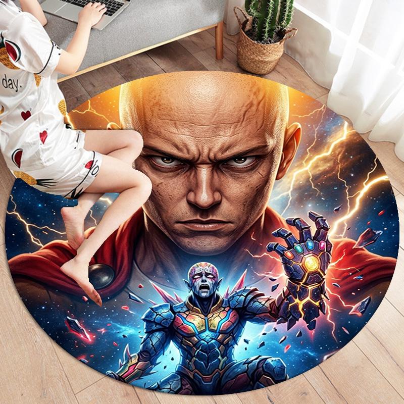 Onepunch Man Round Area Rug Carpet Rug For Living Room Bedroom Sofa Playroom Decor Nonslip Floor Mat
