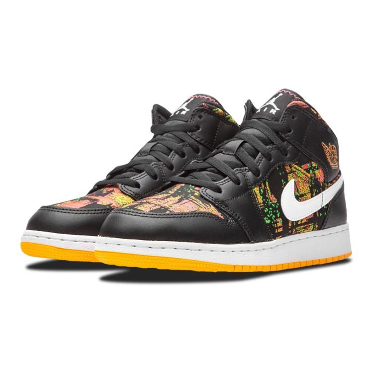 (GS) Air Jordan 1 Mid 'Black Laser Orange' Детские 555112-003