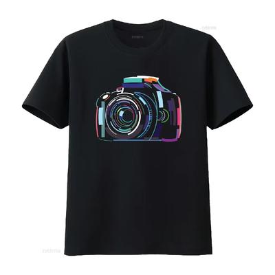 Цветная футболка с фотокамерой, фотографией, фотографом  винтажная, стиранная, слегка растянутая, дизайнерская одежда, унисекс, с принтом