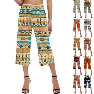 Женские повседневные брюки с принтом и высокой талией, тренировочные брюки, брюки 3/4