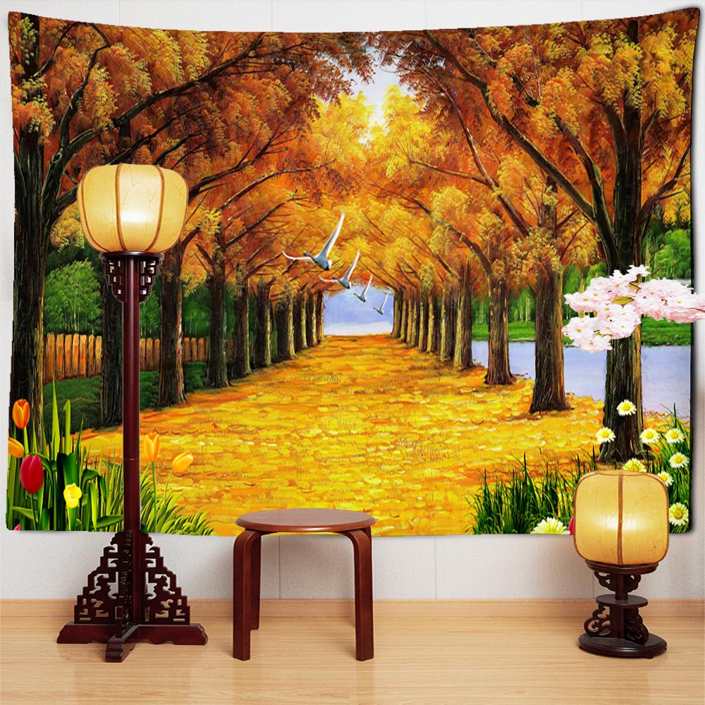 Красивый Современный Пейзаж Картина Маслом Гобелен Настенный Психоделический Арт Бохо Эстетическая Комната ТВ Фон Декор