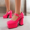 Туфли-лодочки на высоком каблуке, женская платформа, элегантные туфли 2024 года, ремешки на щиколотке, черные, красные, розовые, на каблуке, танцевальные, свадебные, стрип-туфли, женские, большого размера