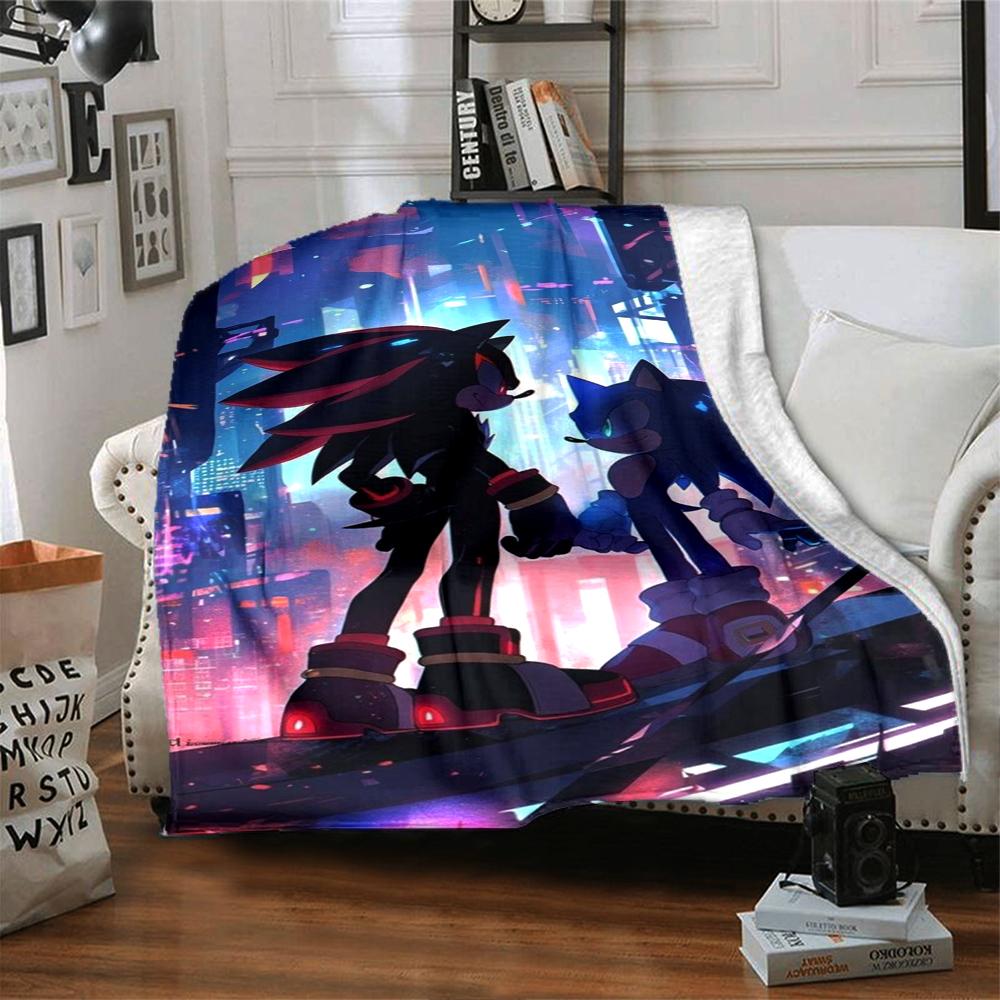 1Pc Sonic Vs Shadow Battle Blanket For Couch Bed Plush Cozy Fuzzy Blanket Super Soft Warm Blankets For Fall And Winter 0918238