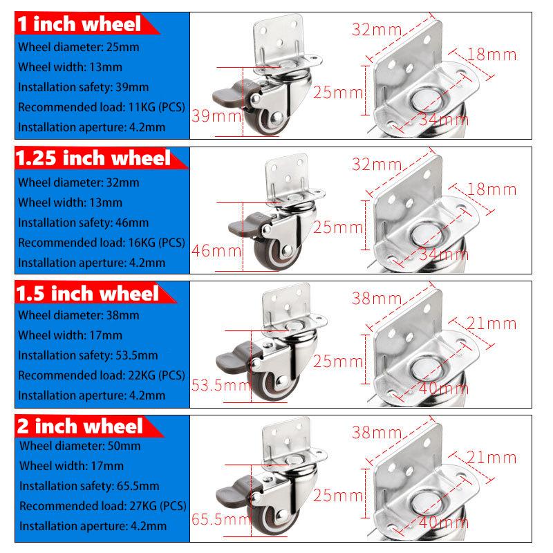 4 шт. колесики для мебели, бесшумные мягкие резиновые поворотные ролики для детской коляски, ролики для кроватки, бытовой аксессуар