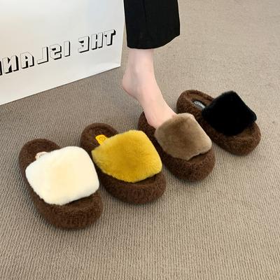 Премиальные хлопковые тапочки согревают зимой 2025 новые модели носить толстую подошву нескользящие домашние универсальные пушистые тапочки женские модели