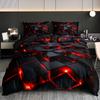 Geometric Red 3D Cube Duvet Cover Set Polyester Breathable Bedding With 2 Pillowcases Machine Washable Digital Print