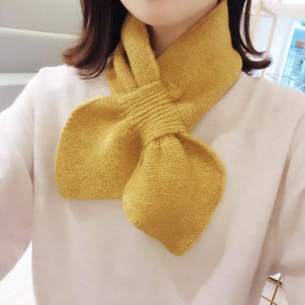 Windproof Cross Scarf Warm Sweater Bowtie Winter Neck Warmer  Women