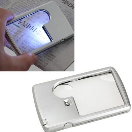 Credit Card Style 3X 6X LED Light Magnifying Glass Loupe Magnifier Pocket Size