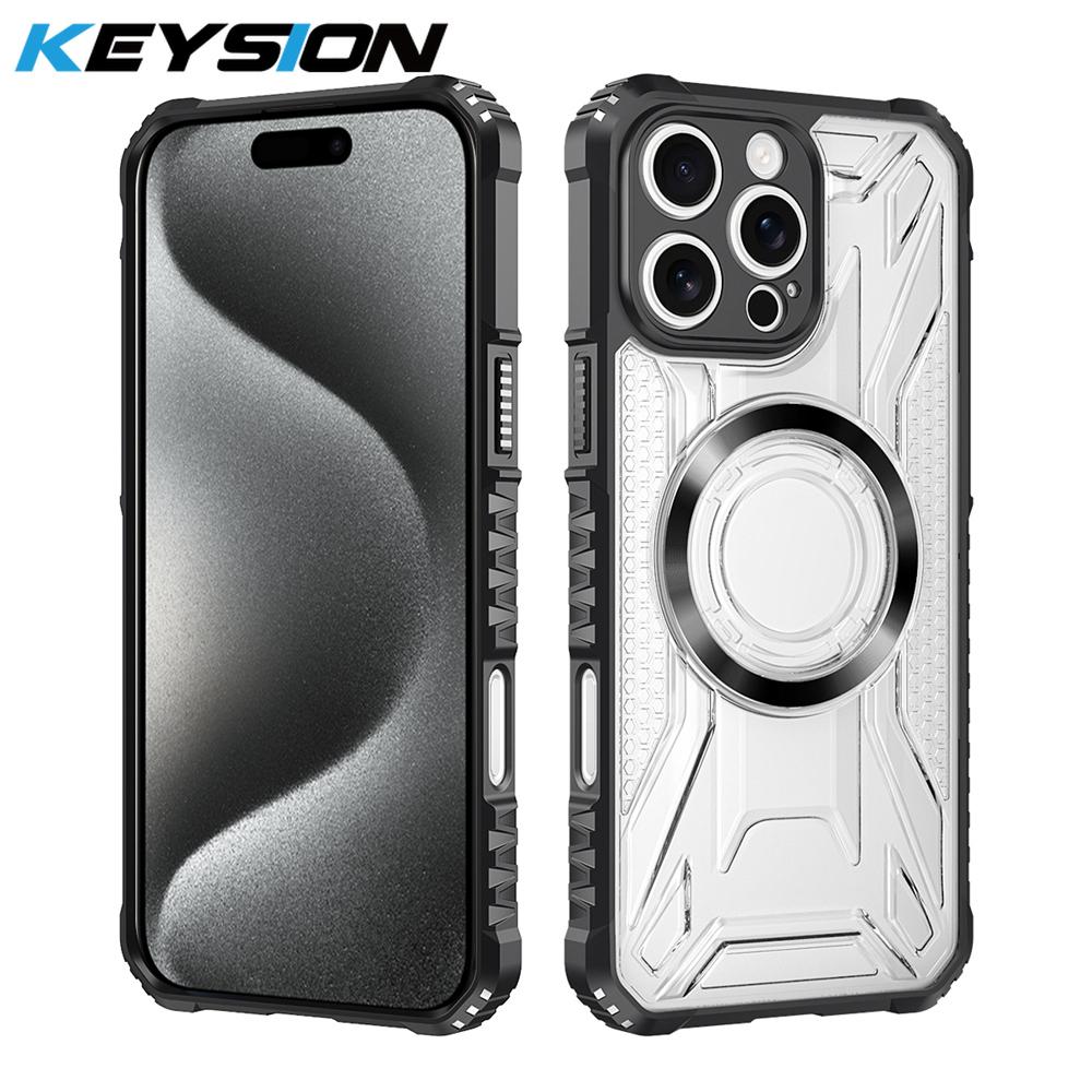 KEYSION Прозрачный магнитный чехол для MagSafe для iPhone 15 Pro Max 14 Plus Силикон+ПК Противоударный чехол для телефона для iPhone 13 Pro Max