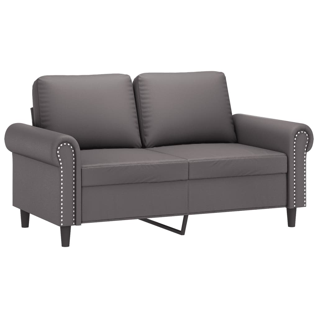 Vidaxl 2-Osobowa Sofa Z Poduszkami, Szara, 120 Cm, Sztuczna Skóra