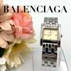 Б/у 984 Новая батарея BALENCIAGA Часы Balenciaga Квадратные Кварцевые Цвет слоновой кости Нержавеющая сталь Серебристый Женские