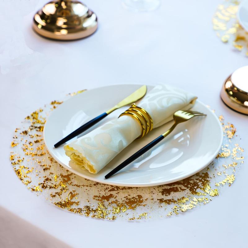 Одноразовая Праздничная Вечеринка Золотая Фольга Золотая Подставка под Тарелку Западный Ресторан Подставка на Стол Свадебное Украшение