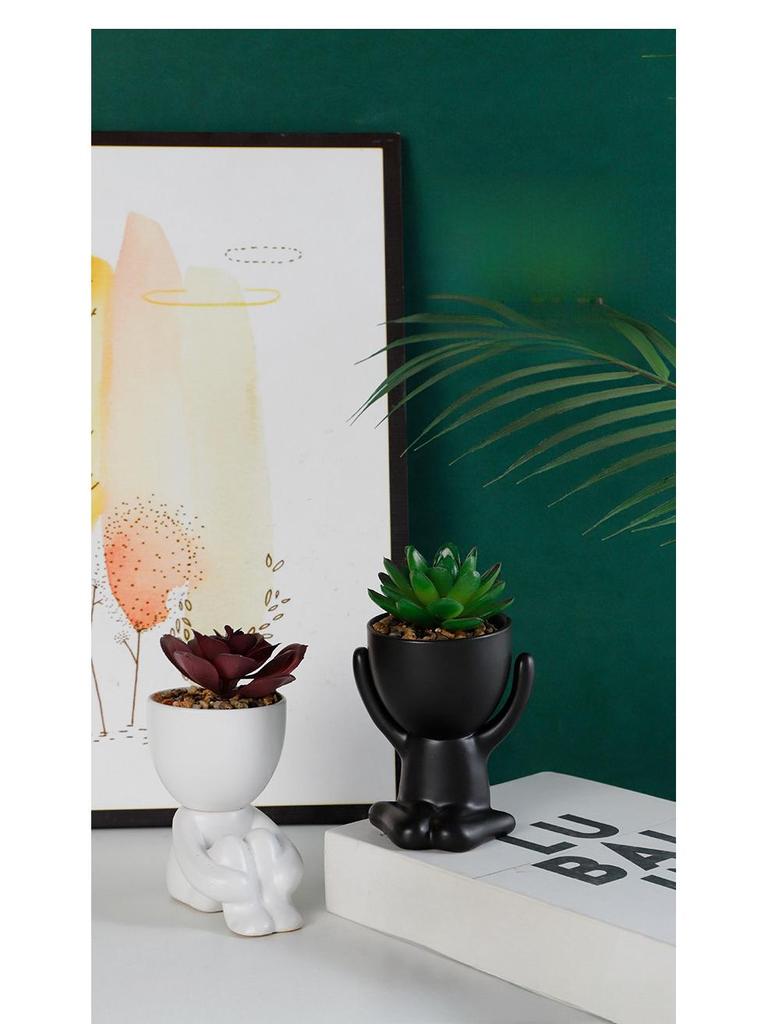 Креативная керамическая статуэтка и набор ваз для искусственного растения для домашнего декора