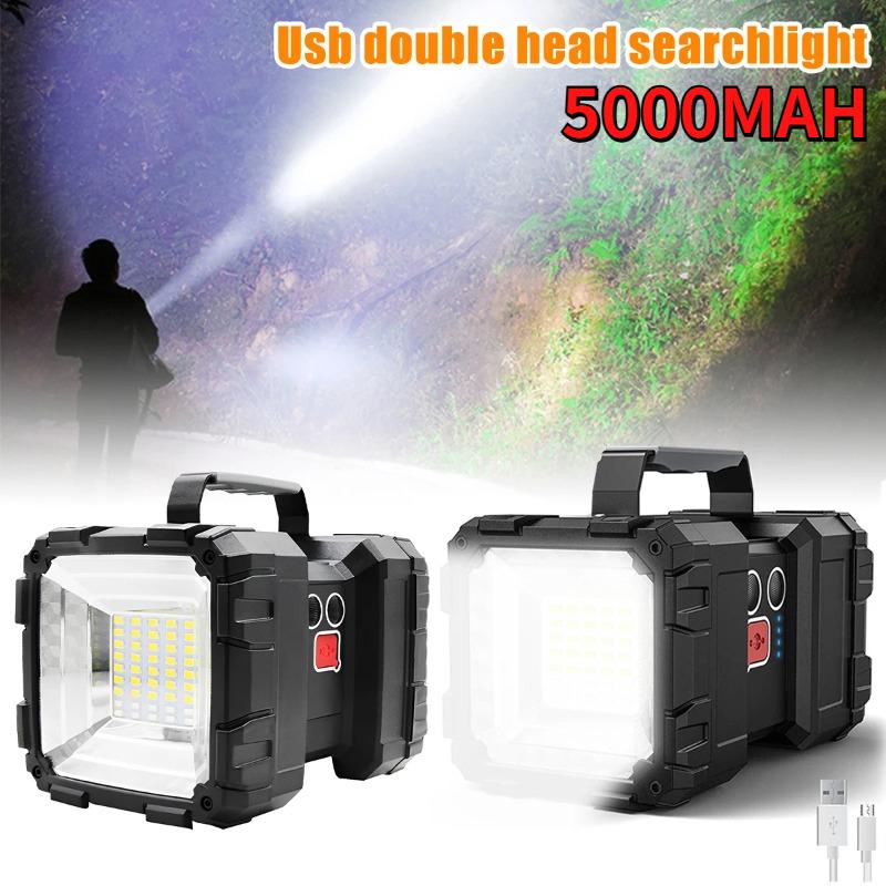 Super Bright Searchlight LED Spotlight Double Head Camping Lamp Recharageable Flood Light Torch Portable Lanterns 5000mAh
