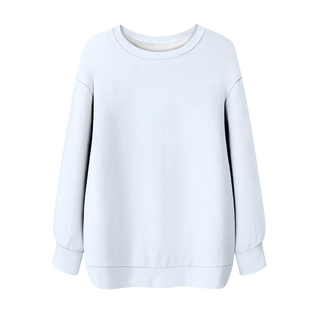 Женская однотонная футболка с круглым вырезом и длинными рукавами, свитшот