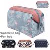 Portable Flower/Flamingo/Leaf Pattern Travel Cosmetics Wash Bag Stationery Pouch