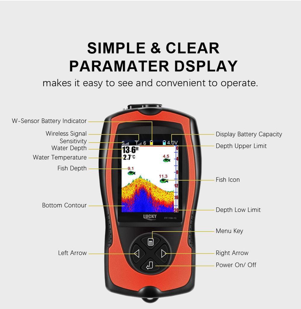 LUCKY Беспроводной Цветной Эхолот для Рыбалки - HD Подводный Визуальный Дисплей
