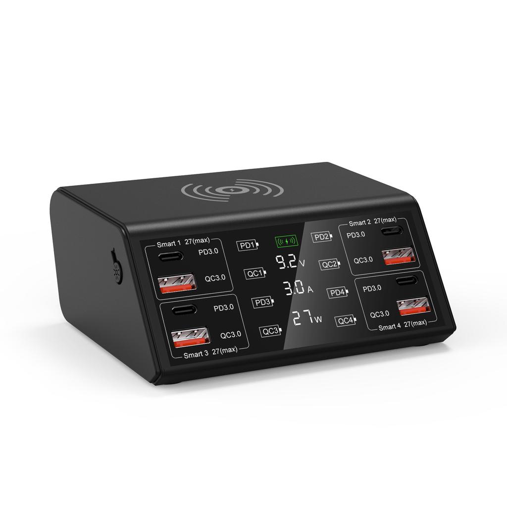 100 Вт 8 портов USB Type C быстрая зарядная станция QC3.0 PD3.0 PPS беспроводная зарядка настольного телефона быстрая зарядка для iPad планшета телефона