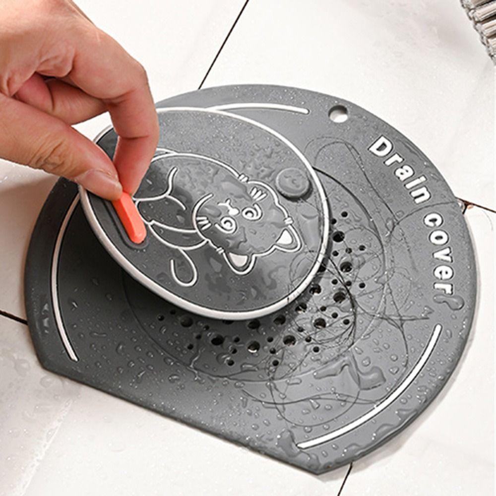Silicone Floor Drain Mat Anti Odor Kitchen Sink Seal Mat for Bathroom Hair Collection