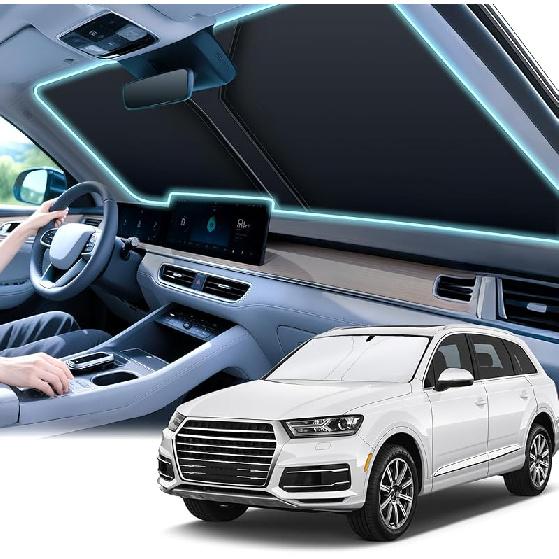 SINGARO Universal 300T Car Windshield Sun Shade, Foldable Reflective For Windshield & Window Shades With Overlapping Design, Car Interior Accessories