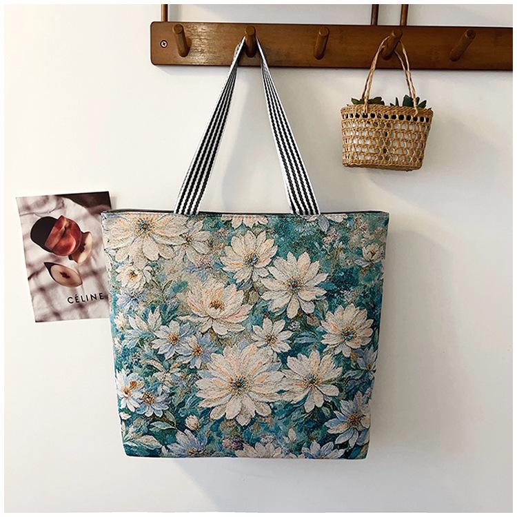 Этническая холщовая сумка через плечо с павлином - Женская модная сумка-тоут большой вместимости