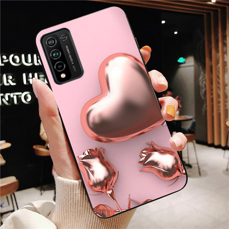 Чехол для телефона из розового золота с бриллиантами и сердечками для Huawei Honor 50 10X Lite 20 7A 7C 8X 9X Pro 9A 8A 8S 9S 10i 20S 20lite 7X 10 lite