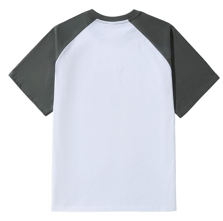 Унисекс Ретро Цветной Блок Раглан Хлопковая Футболка - Повседневная Свободная Посадка, Короткий Рукав