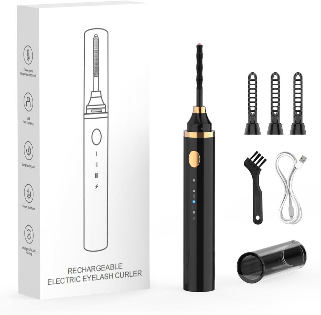 Подогреваемые щипцы для завивки ресниц, новинка 2024 года, 360° нагреваемая щеточка для ресниц, перезаряжаемая, с 3 температурами и 5-секундным быстрым нагревом, 3-в-1 для глаз