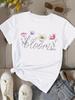 (Asian Size) Flower Cute Butterfly Print Fashion Female Tee Top Women Clothing T Shirt Woman Short Sleeve Graphic T-shirts