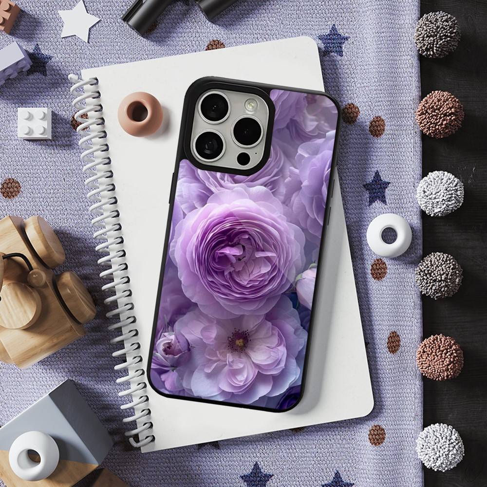 Pink Purple Peony Elegant For iPhone 15,Mini,13,Max,11,12,Pro,16,17,14,Plus,For Magsafe,Magnetic Wireless Charging Case