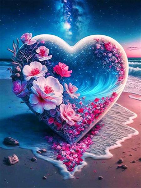 5d Алмазная картина Новое сердце Красная роза Домашний декор Вышивка Приморский цветок Пейзаж Полный квадрат/круглая наклейка на стену