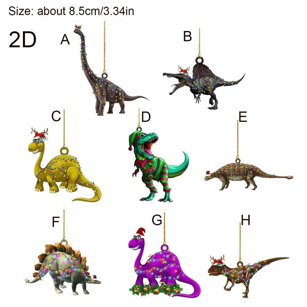 Acrylic Christmas Tree Dinosaur Pendant 2D Dinosaur Hanging Decoration  New Year