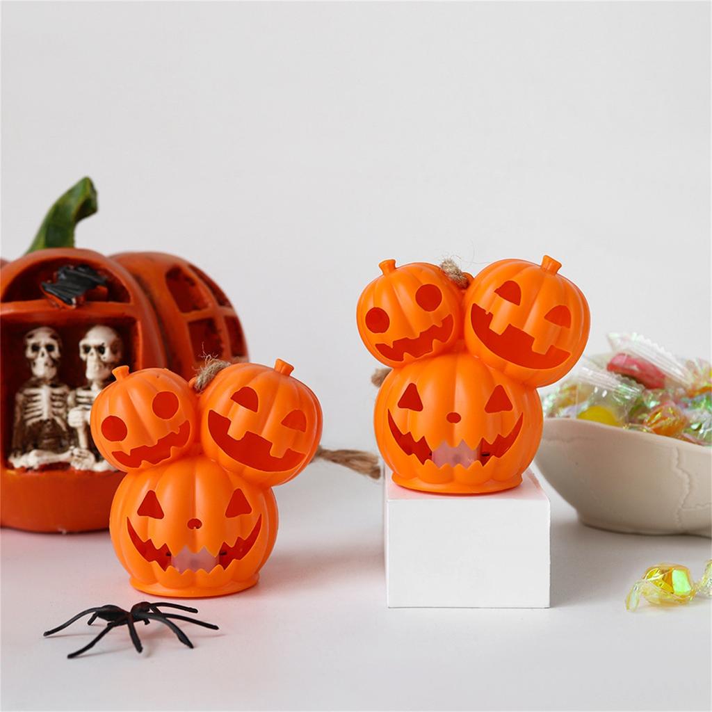 Halloween Pumpkin Lanterns/ Three Pumpkin Head Candle Lights Desktop Site/ Layout Pumpkin Decoration Night Light