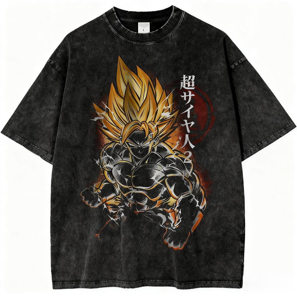 Dragon Ball Super Saiyan  Gohan Printed Tshirt Mens and Womens Washed Tshirt High Quality Vintage Cotton Tshirt Tops