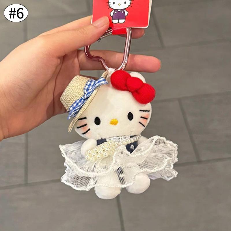 Winter Plush HelloKitty Keychain Scarf Kitty Dress Up Girl Birthday Gift Angel Shaped Kitty Cat Pendant Car Decoration Xmas Gift