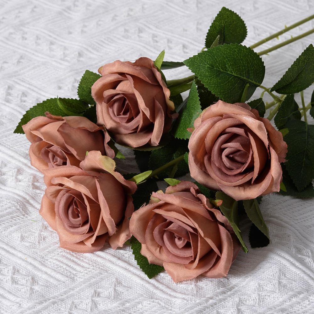 5pcs Festival Supplies Vintage Silk Rose DIY Party Decoration Artificial Flowers Home Decor