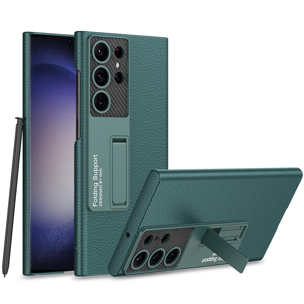 Чехол-подставка из ПУ кожи для Samsung S23 Ultra/S24/S24+ - Защитный чехол от падений