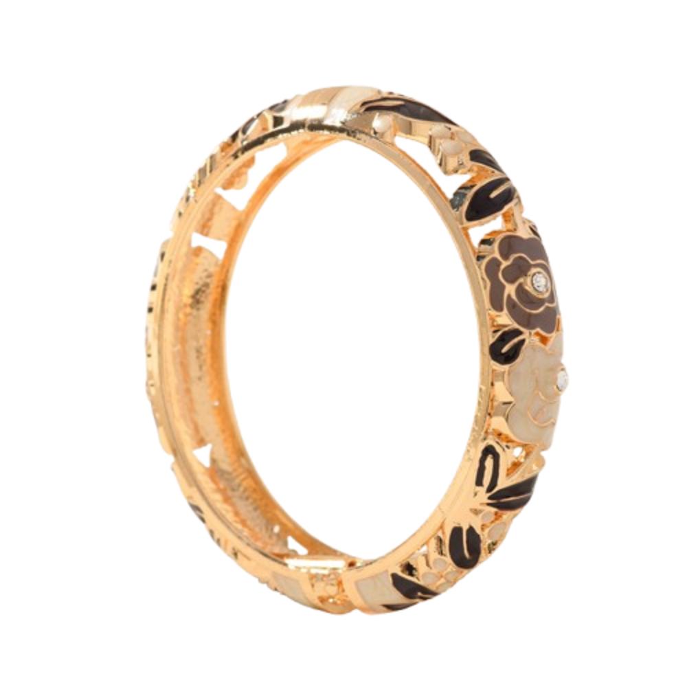 Эмалевый браслет-манжета с полым цветочным узором, двойной браслет, женский браслет на руку, винтажный браслет-клуазонне, женский