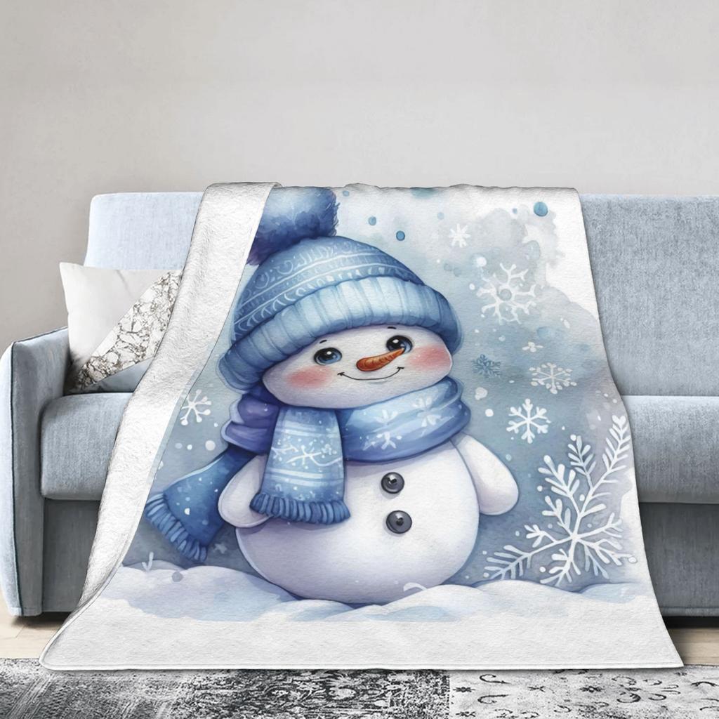 Christmas Snowman Plush Blanket Children Flannel Throw Blanket For Home Decor Warm Custom Quality Bedspread Gift