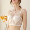 New Fashion Solid Color Embroidered Lace Vest Underwear Thin Cup Soft Steel Ring Fish Bone Sculpting Gathered Bra Cover