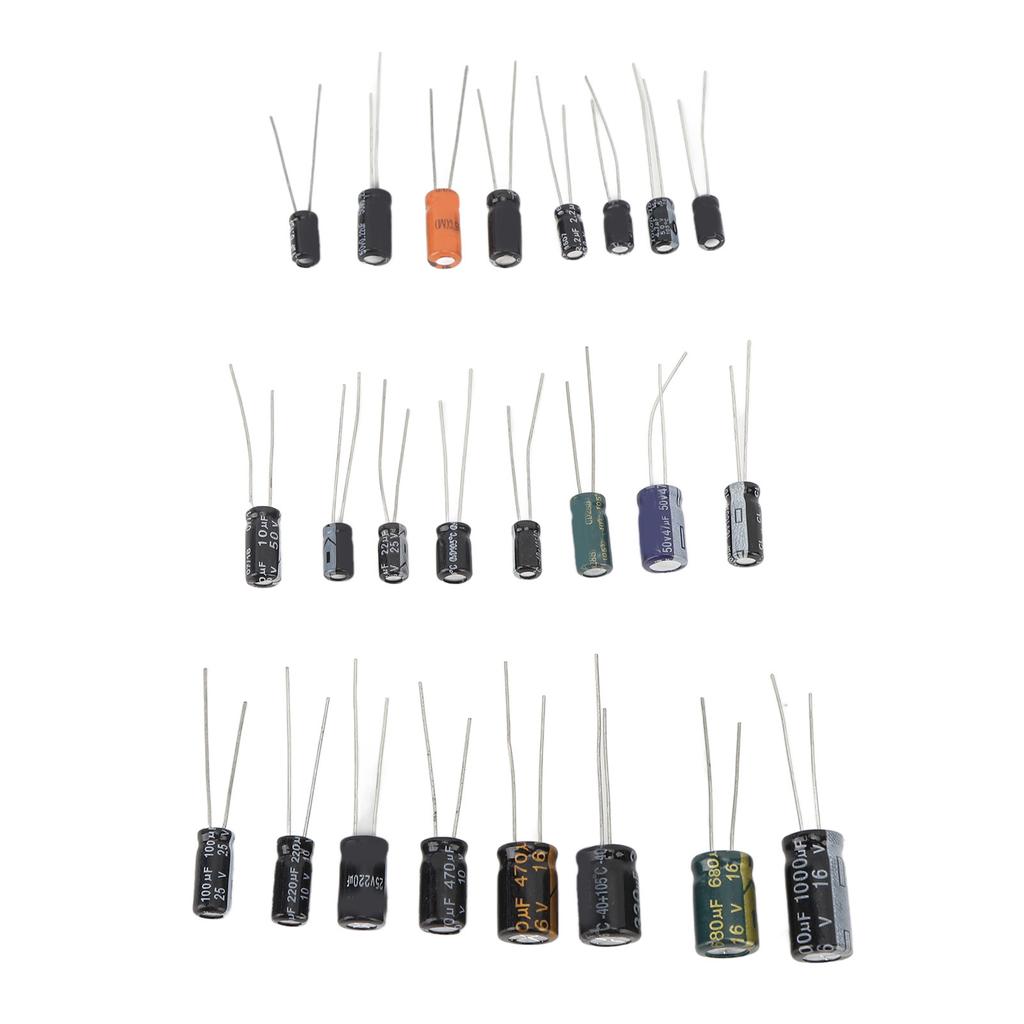 500 шт. Электролитический конденсатор 0,1 мкФ?1000 мкФ 16 В?Ассортимент алюминиевых конденсаторов 50 В, 24 номинала
