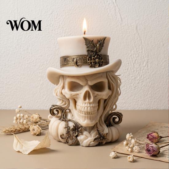 Skull Soap Mold 3D Cowboy Silicone Mold, Halloween Skeleton Candle for Epoxy Plaster Resin, Making, Soap, Clay, Wax Casting, Home Decor DIY