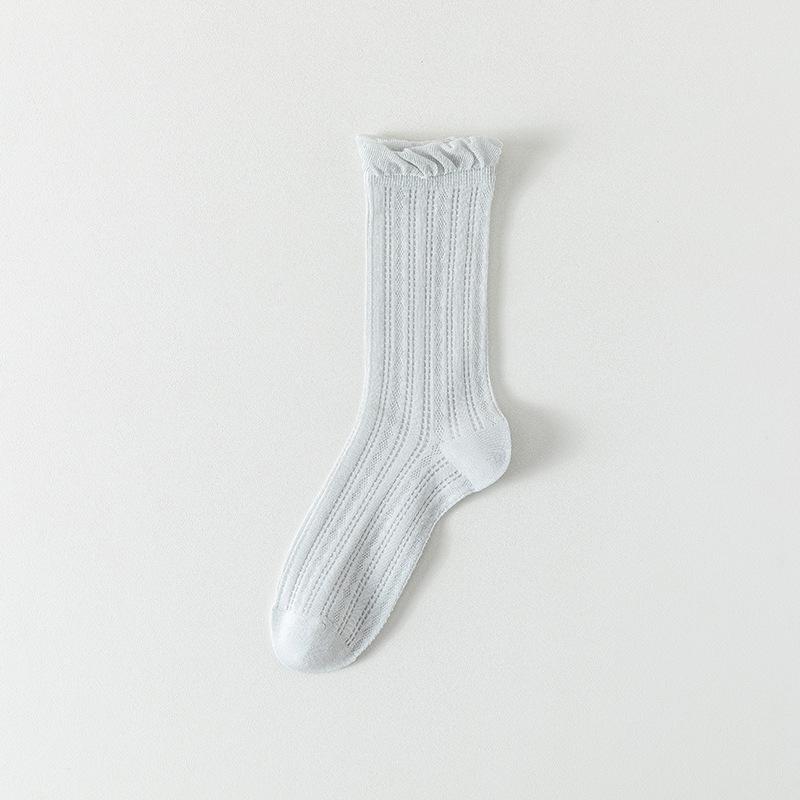 Летние носки для женщин, высокие, тонкие, дышащие, кружевные бесшовные хлопковые носки, однотонные сетчатые влагоотводящие женские носки