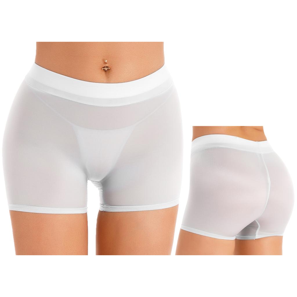 Женские полупрозрачные шорты, глянцевые эластичные шорты с низкой посадкой, нижнее белье, ночное белье